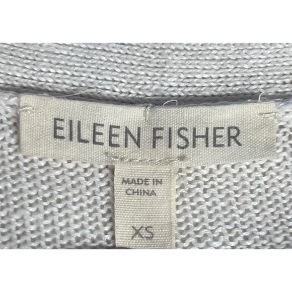 Eileen Fisher Sweater Women's X-Small White Tan 100% Linen Button Up Cardigan - Picture 8 of 10
